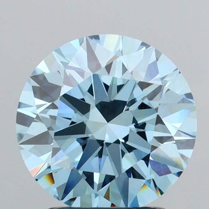 2.01 carat round Fancy Vivid Blue VVS2 IGI certified lab grown diamond